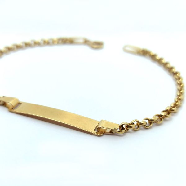 PULSEIRA EM OURO 18K 750 INFANTIL ELO PORTUGUÊS COM PLAQUINHA