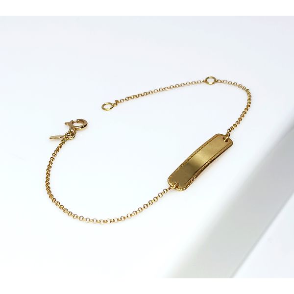 Pulseira Infantil em Ouro 18k com Plaquinha Laterais Fosca