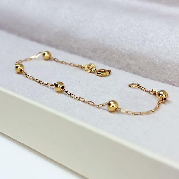 Pulseira Infantil Ouro 18k Cadeado Bolinha 3mm