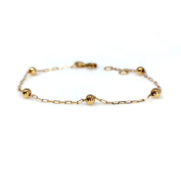 Pulseira Infantil Ouro 18k Cadeado Bolinha 3mm