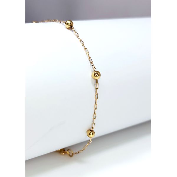 Pulseira Infantil Ouro 18k Cadeado Bolinha 3mm