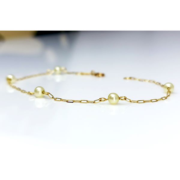 Pulseira Infantil em Ouro 18k Cadeado com Pérola