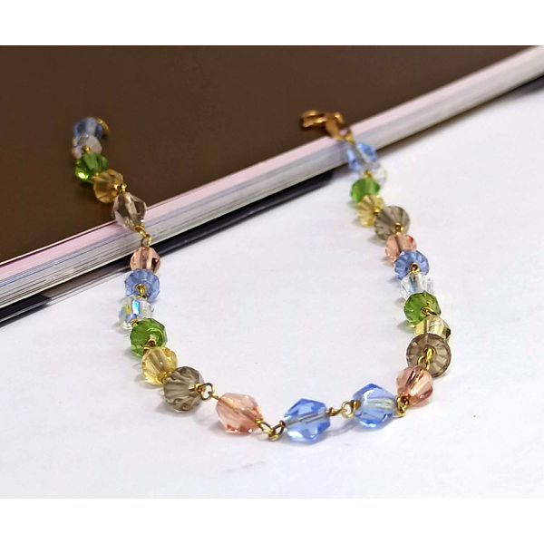 Pulseira em Ouro 18k Cristais Sintéticos Coloridos
