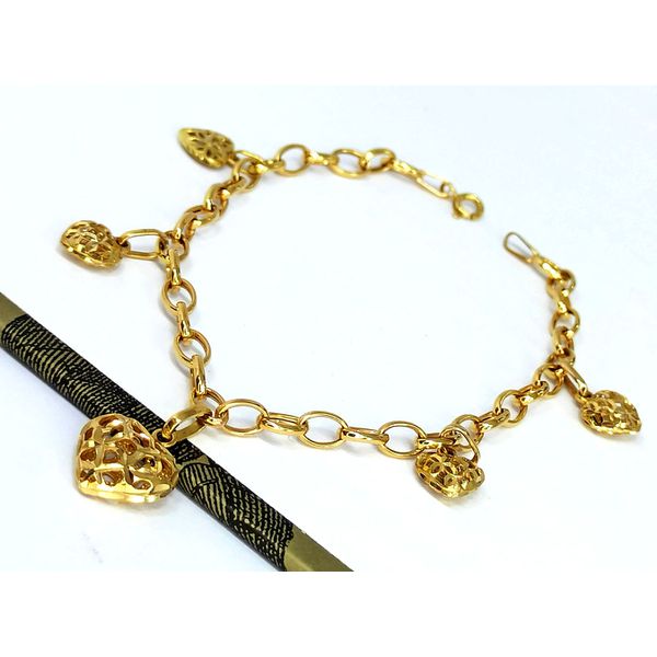 Pulseira em Ouro 18k Corações Vazados