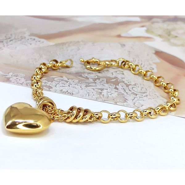 Pulseira Coração Bojudo Elo Português 
