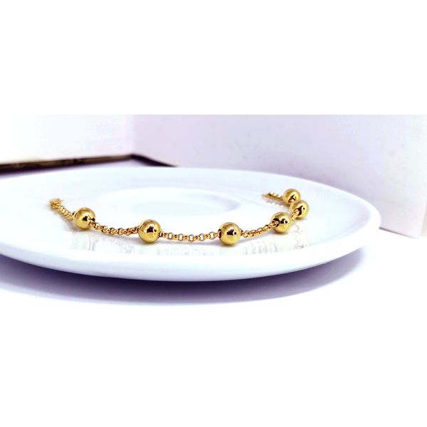Pulseira com Bolas de 7mm e Elo Português