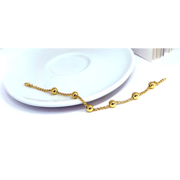 Pulseira com Bolas de 7mm e Elo Português