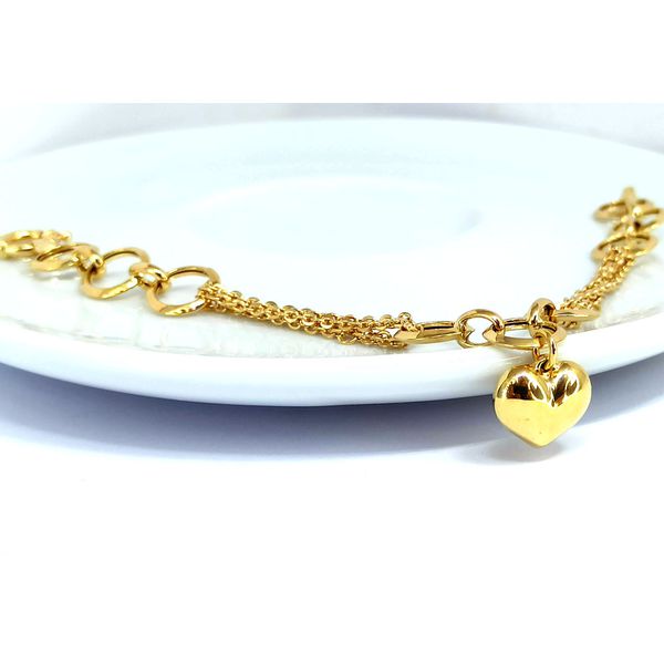 Pulseira Âncora com Pingente Coração Bojudo