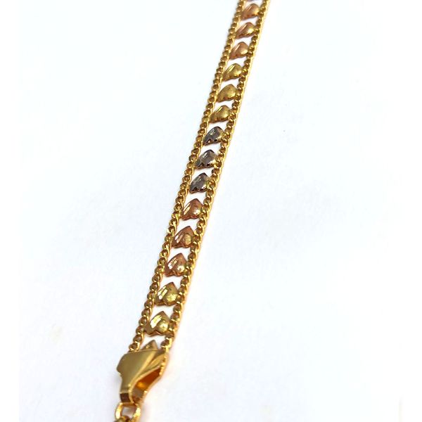 Pulseira em Ouro 18k Grume Lateral com Corações