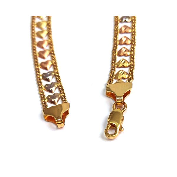 Pulseira em Ouro 18k Grume Lateral com Corações
