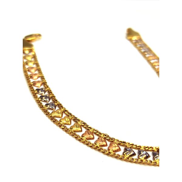 Pulseira em Ouro 18k Grume Lateral com Corações