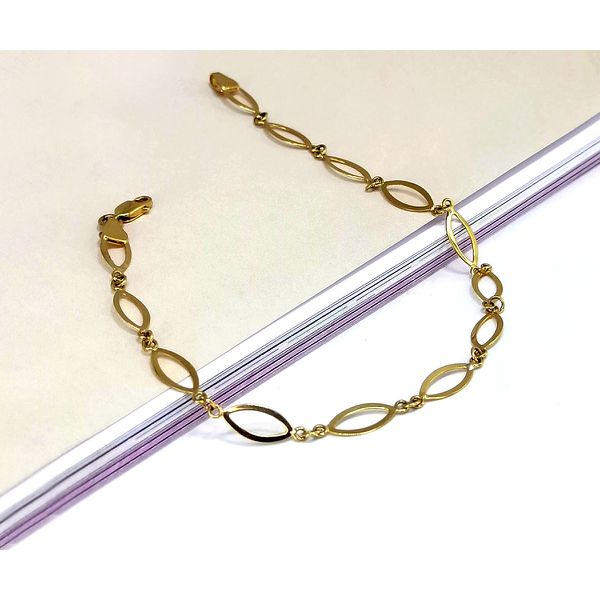 Pulseira em Ouro 18k Chapas Navete