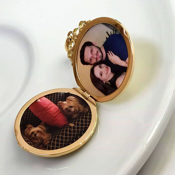 Pingente Relicário Eterna Centelha em Ouro 18k Redondo Folhagem com Brilhantes