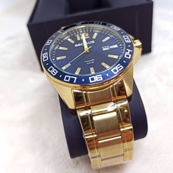 Relógio Seculus Masculino Dourado 
