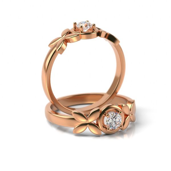 Solitário em Ouro 18k Borboletas com Diamante