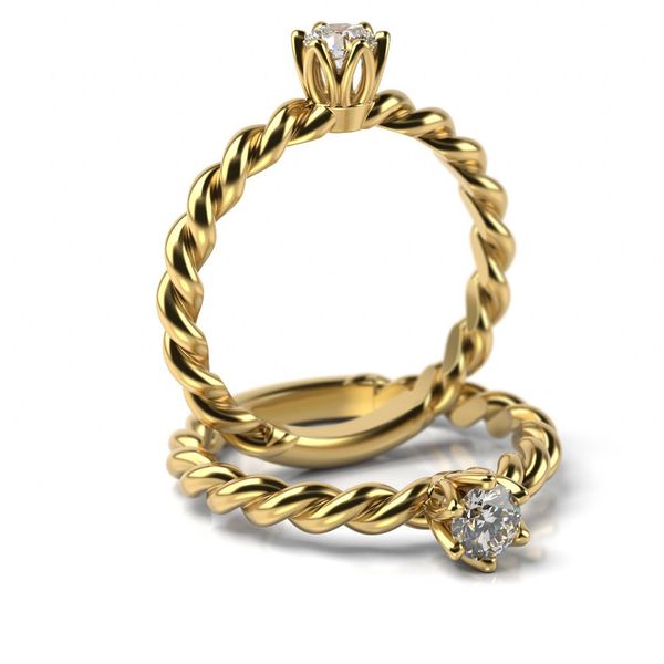 Solitário em Ouro 18k Torcido com Diamante de 10 Pontos (UNIDADE)