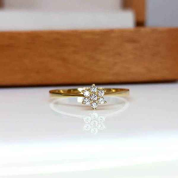 Anel em Ouro 18k Cravejado Florzinha 