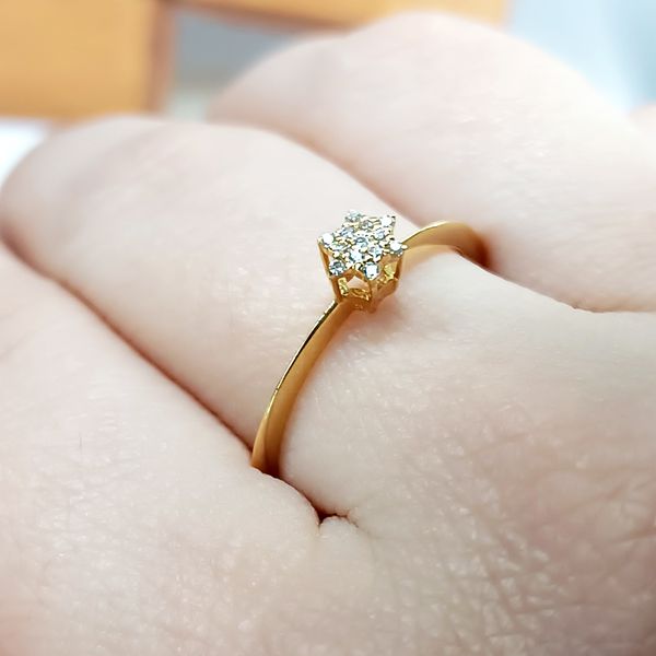 Anel em Ouro 18k Florzinha Cravejada