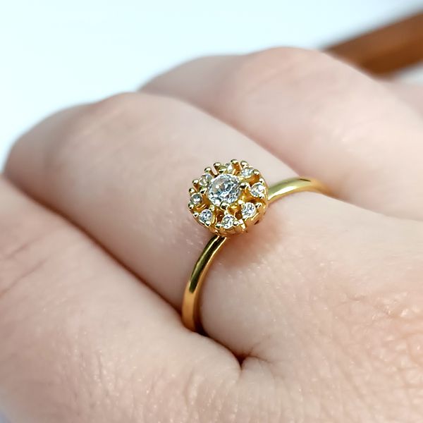 Anel em Ouro 18k Cravejado Chuveiro Florzinha