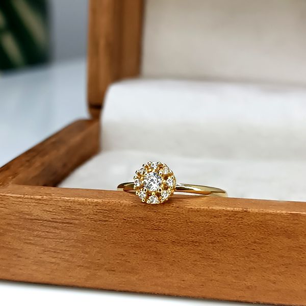 Anel em Ouro 18k Cravejado Chuveiro Florzinha