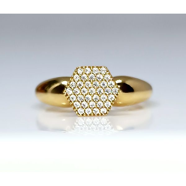 Anel em Ouro 18k Chuveiro Losango Cravejado