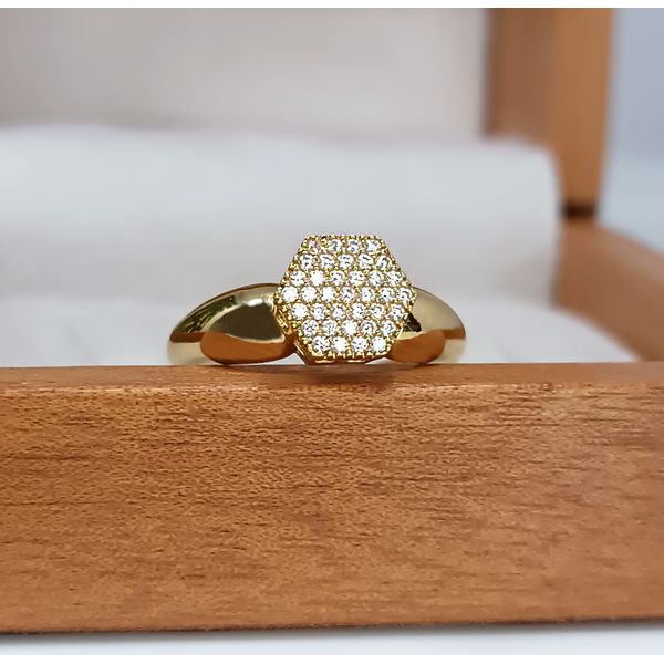 Anel em Ouro 18k Chuveiro Losango Cravejado