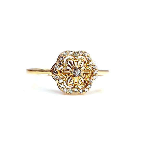 Anel em Ouro 18k Flor Cravejada