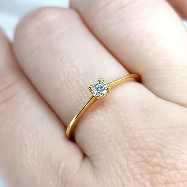 Anel Solitário em Ouro 18k Noivado e Casamento 