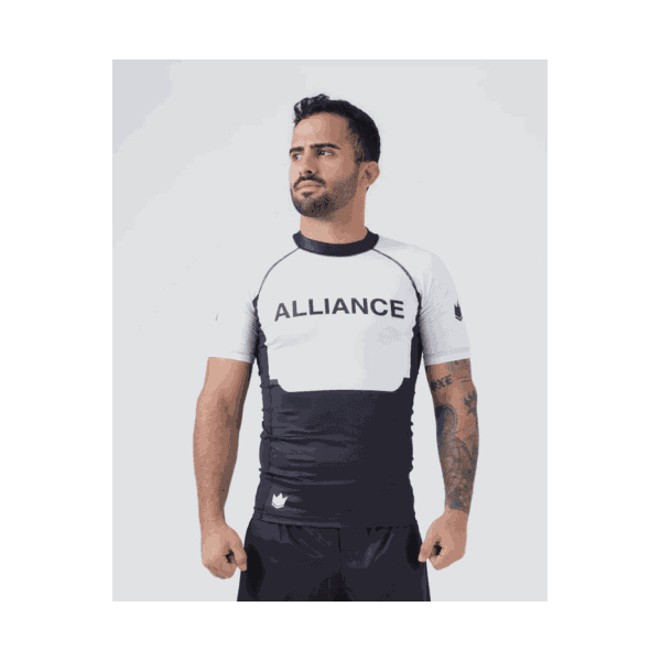 RASHGUARD MANGA CURTA BLACK/WHITE BELT