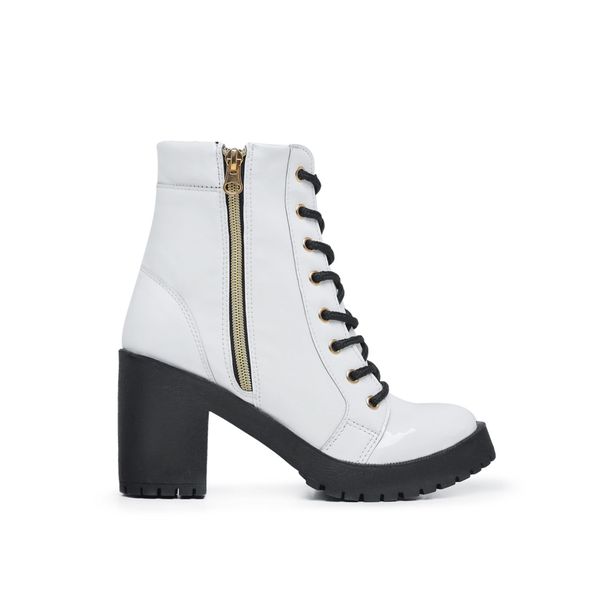 Coturno Lya Feminino Verniz Branco - Hella Shoes