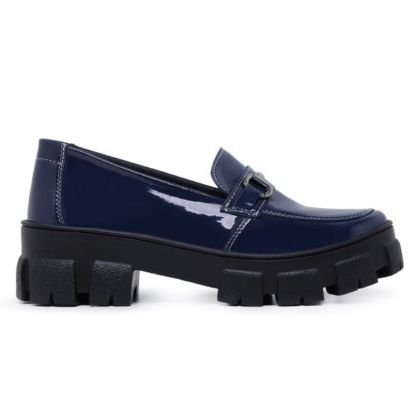 Mocassim Karla Feminino Verniz Azul Marinho - Hella Shoes