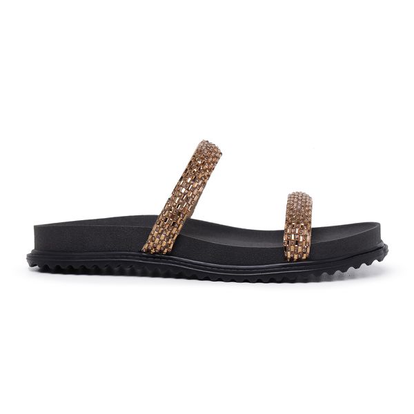 Sandália Feminina Papete Mist Ouro - Hella Shoes