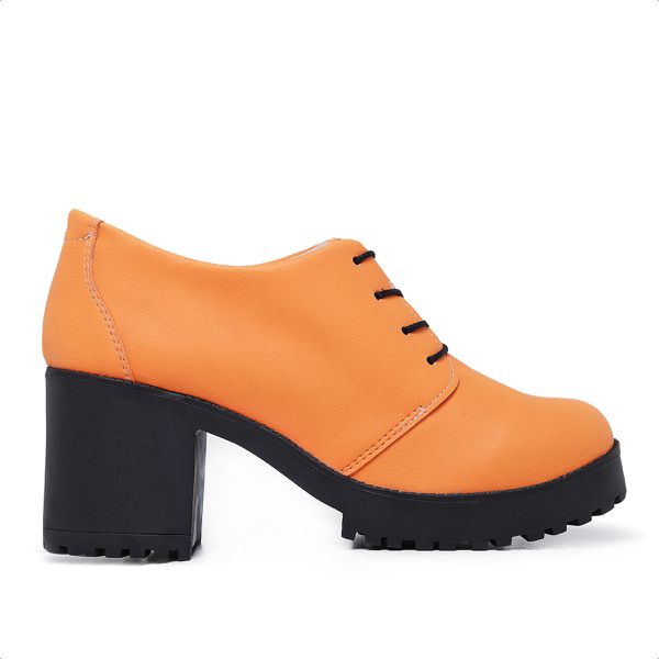 Sapato Feminino Gisele Salto Alto Grosso Laranja - Hella Shoes
