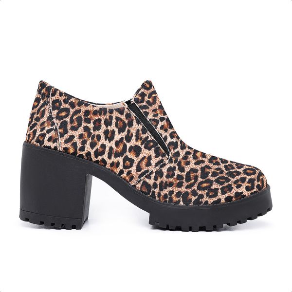 Sapato Feminino Vintage Salto Alto Grosso Onça - Hella Shoes
