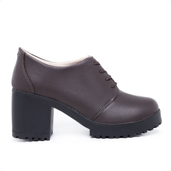 Sapato Feminino Gisele Salto Alto Grosso Café - Hella Shoes