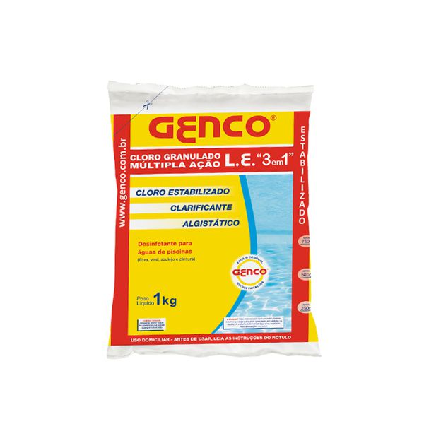 Genco 3x1 Múltipla Ação - Cloro Granulado Clarificante 1Kg