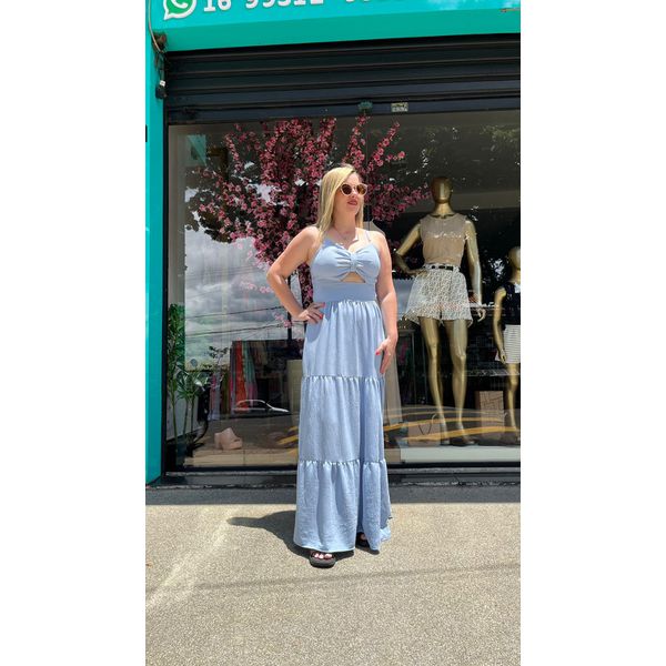VESTIDO ISABELA LONGO DE ALÇA LANÇAMENTO - Azul