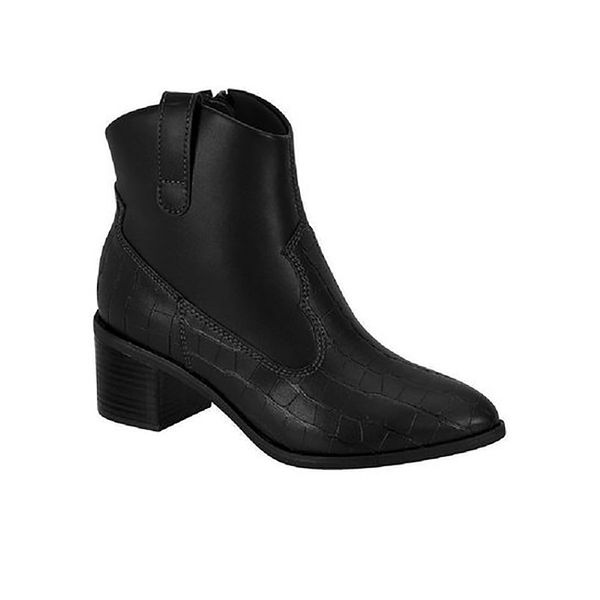 BOTA FEMININA COUNTRY TEXANA SALTO MÉDIO CONFORTÁVEL - PRETA