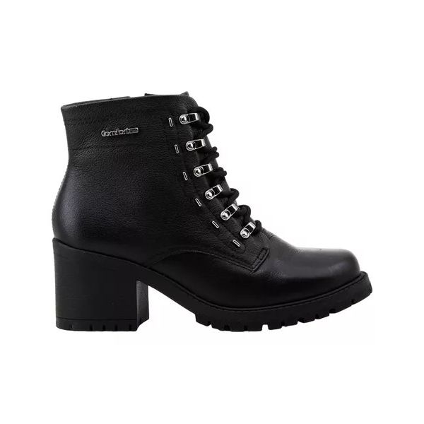 COTURNO FEMININO COMFORTFLEX COURO LEGÍTIMO TRATORADO LANÇAMENTO - PRETO