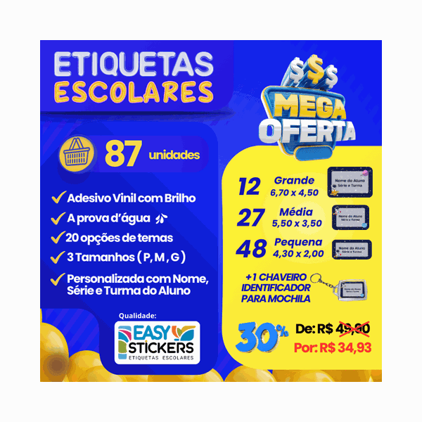 ETIQUETA ESCOLARES CUSTOMIZADA - EASY STICKERS
