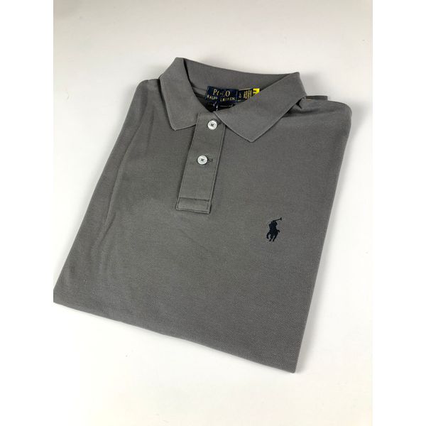 POLO MC RALPH LAUREN CINZA LOGO PRETO 