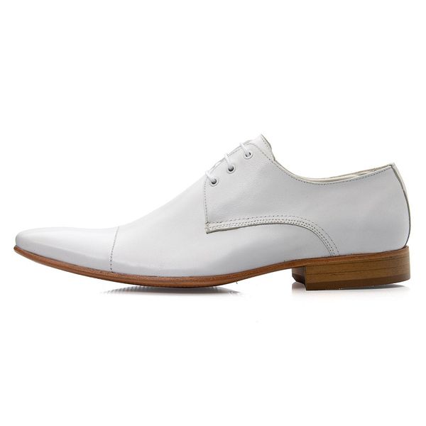 Sapato Social Masculino Estilo Italiano De Amarrar Branco Solado