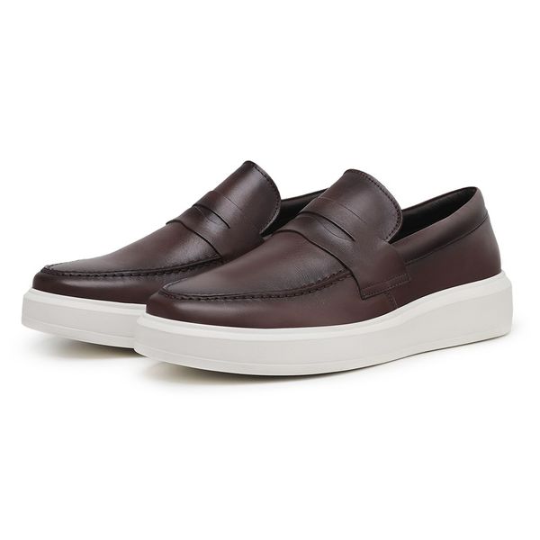 Loafer Masculino Couro Sola caixa Alta REF.: 9400 Milano - Marrom