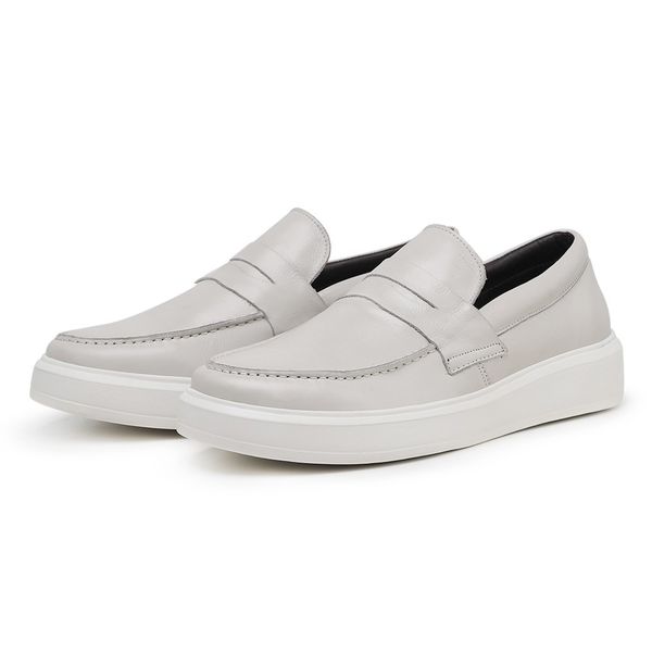 LOAFER MASCULINO MOCASSIM COURO SOLA CAIXA ALTA REF.: 9400 MILANO - Branco