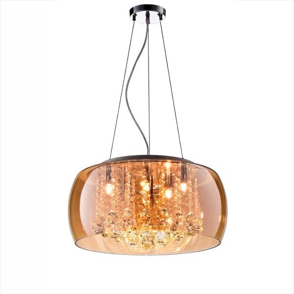 LUSTRE PENDENTE SOHO MILAO AMBAR 40CM CABO 1M + LÂMPADAS 