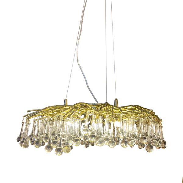 LUSTRE MODERNO PEROLA D60CM OURO VELHO