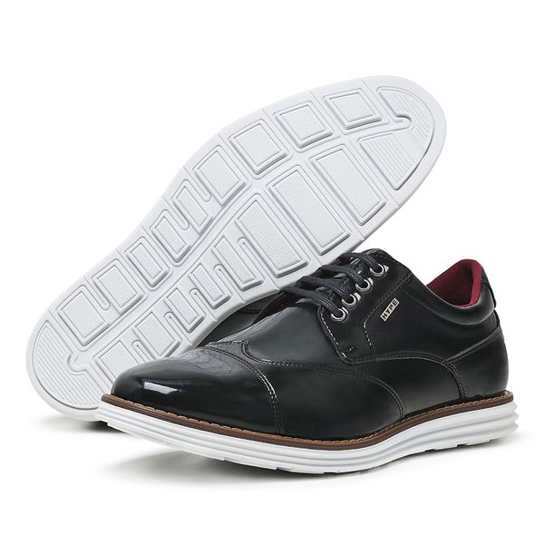 Sapato Oxford Masculino Casual Versatil Preto Verniz