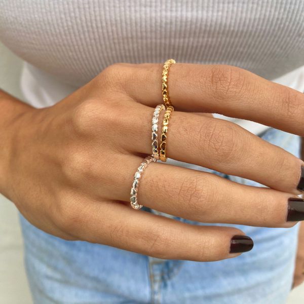 Anel Mini Corações Folheado em Ouro 18k