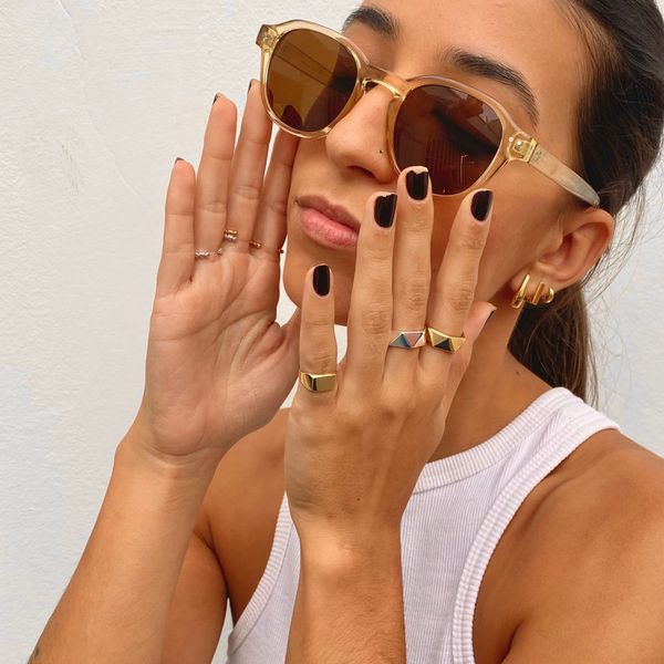 Anel Geometrico Folheado em Ouro 18k