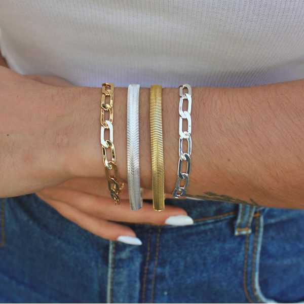 Pulseira Elos Achatados Folheado em Ouro 18k